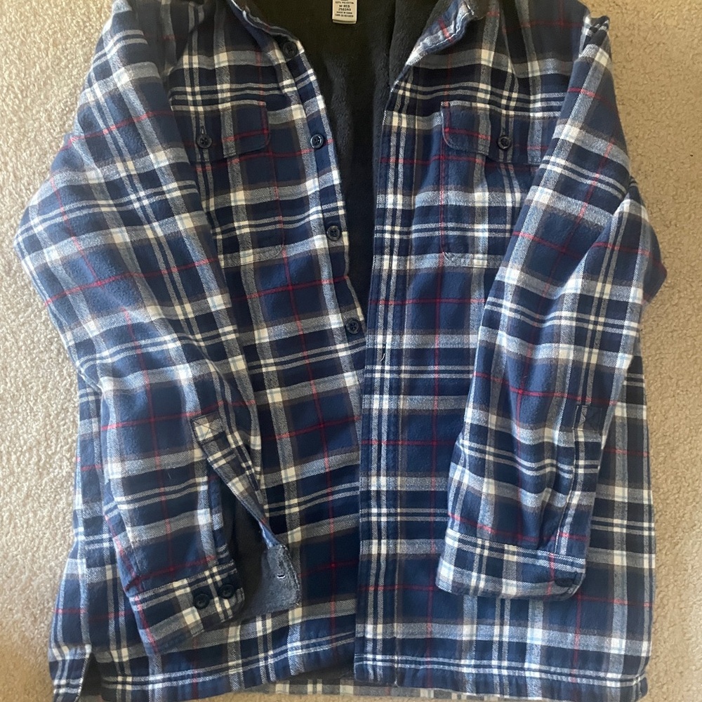 L.L. Bean flannel fleece lined Gray flannel fleece